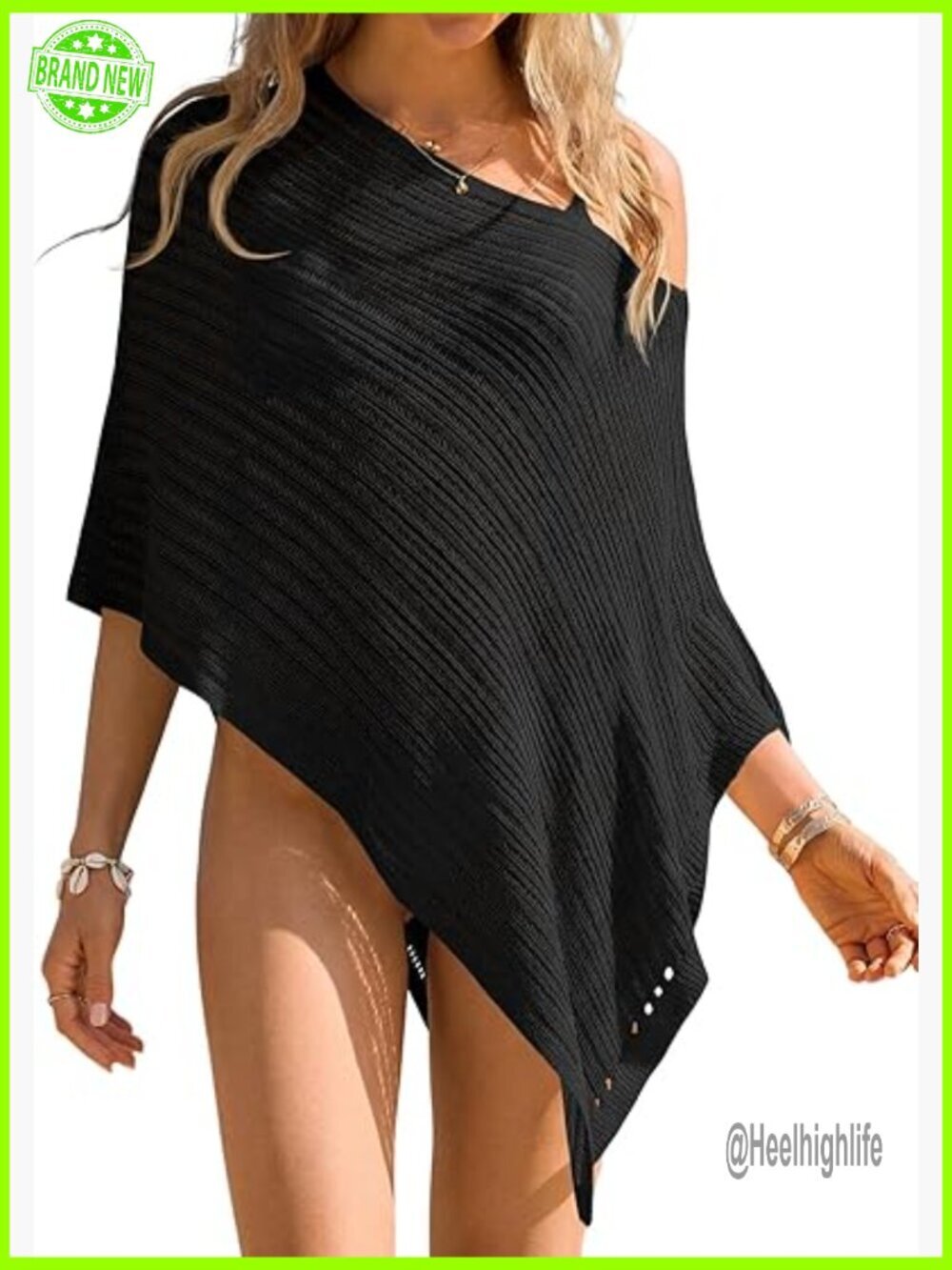 Off Shoulder Mesh Cover Up Asymmetrical Beach Top Loose Fit X-Large